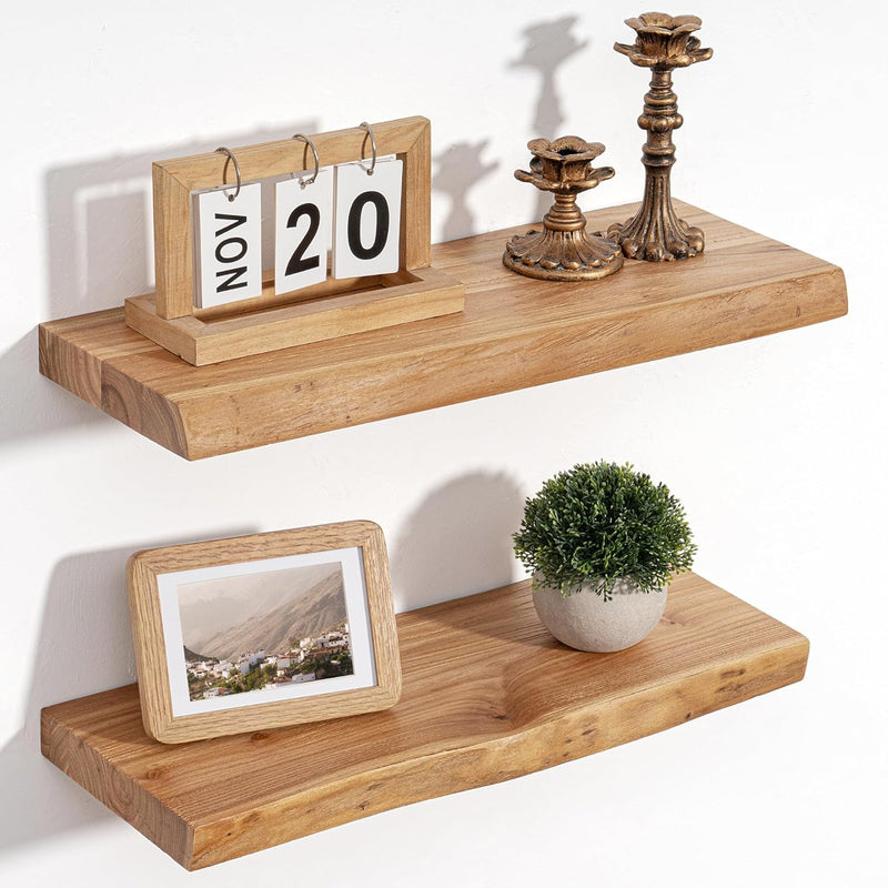 Floating Shelves for Wall Decor Rustic Solid (Set of 2)