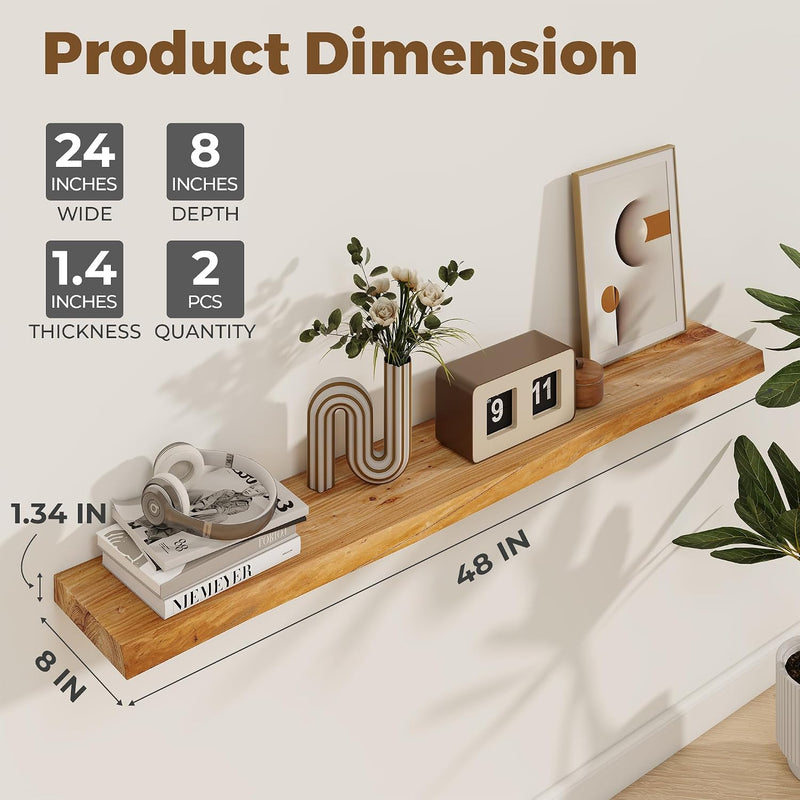 Floating Shelves for Wall Rustic Solid Elm