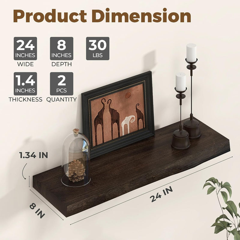 Floating Shelves for Wall Rustic Solid Elm