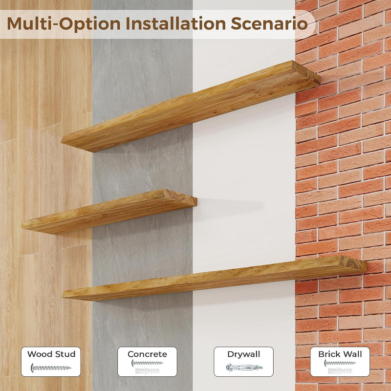 Floating Shelves for Wall Rustic Solid Elm