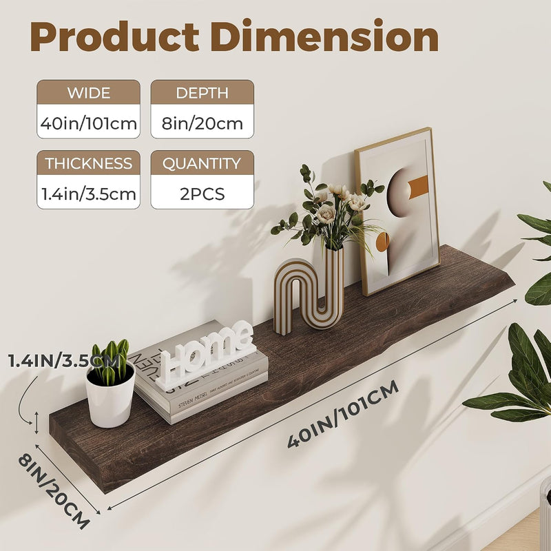 Floating Shelves for Wall Rustic Solid Elm