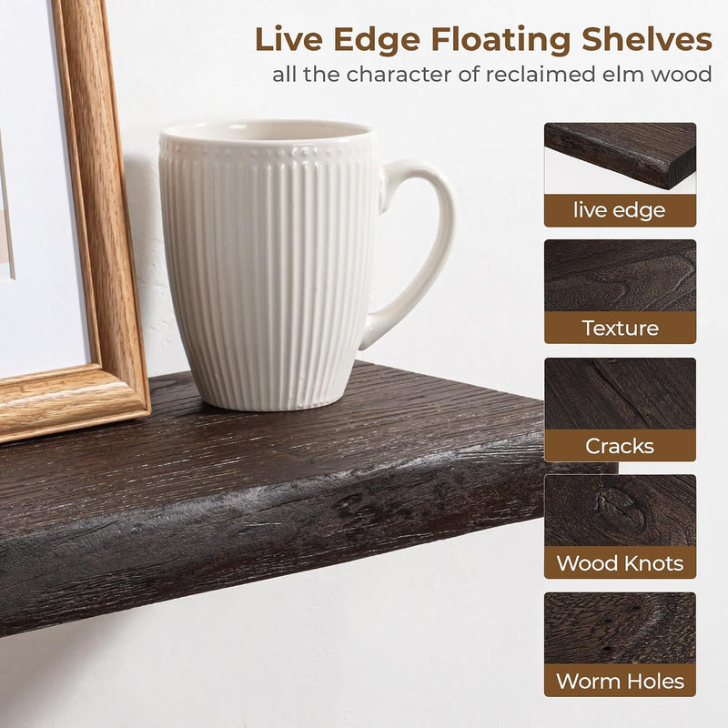 Floating Shelves for Wall Rustic Solid Elm