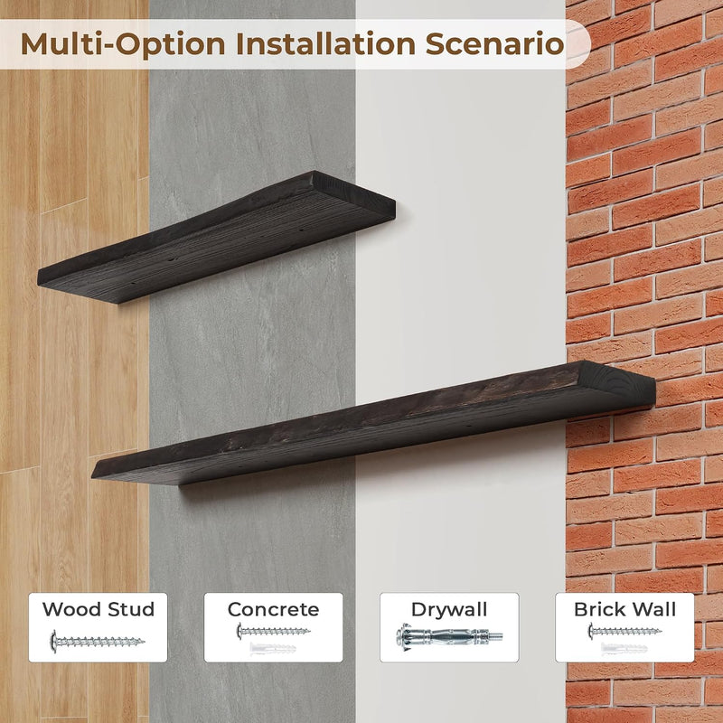 Floating Shelves for Wall Rustic Solid Elm