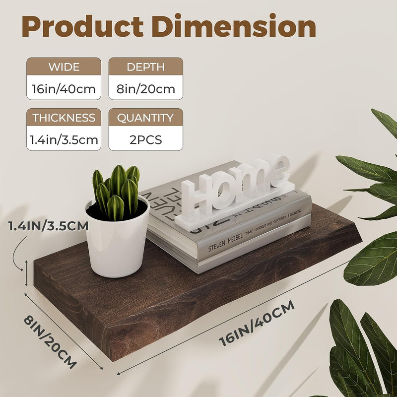 Floating Shelves for Wall Rustic Solid Elm