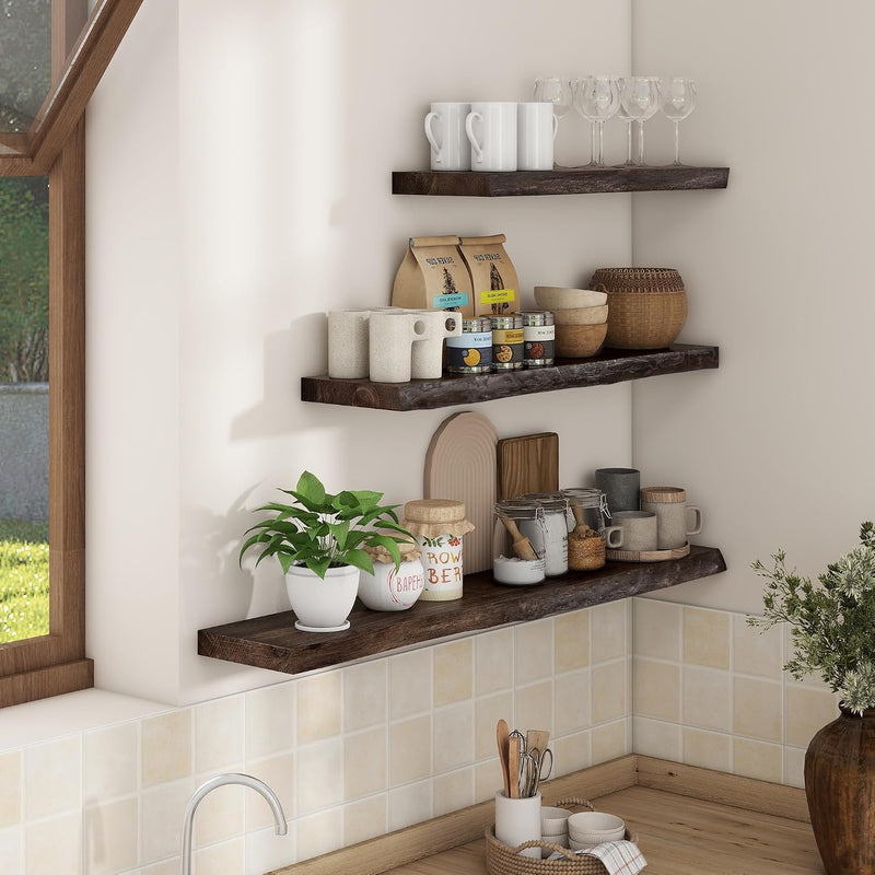 Floating Shelves for Wall Rustic Solid Elm