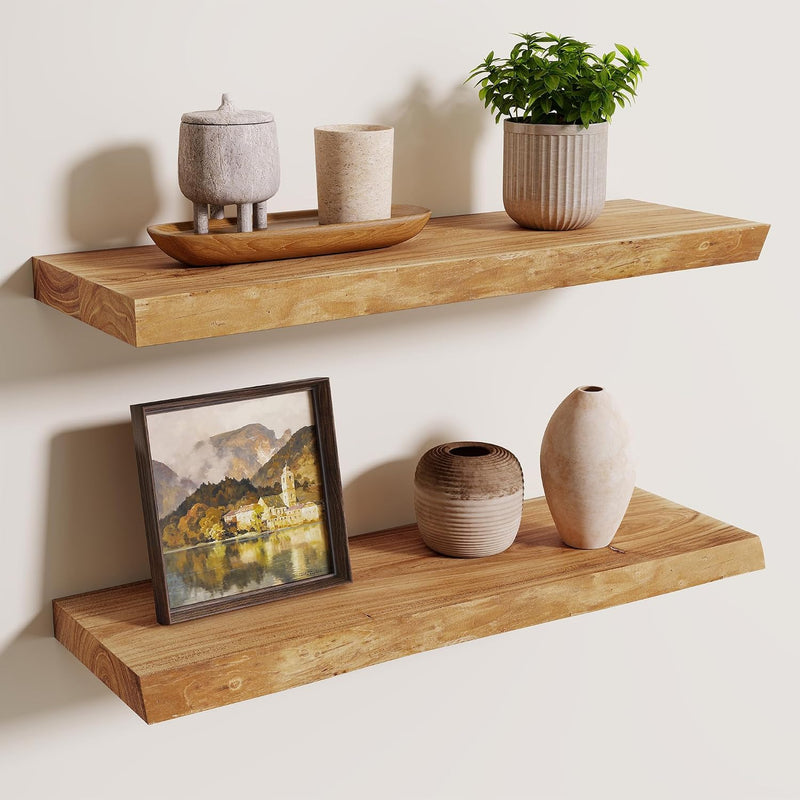 Floating Shelves for Wall Rustic Solid Elm