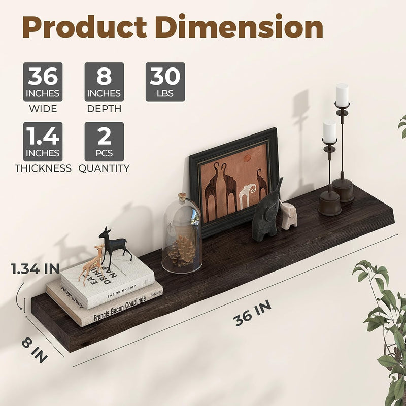 Floating Shelves for Wall Rustic Solid Elm