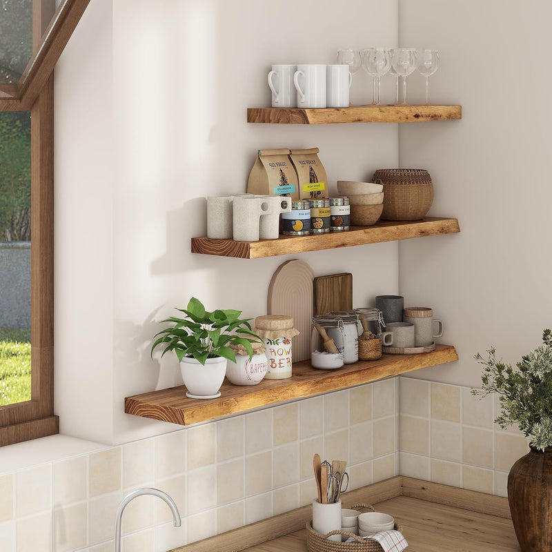 Floating Shelves for Wall Rustic Solid Elm