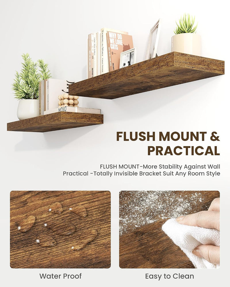 30" Floating Shelves for Wall Wooden with Invisible (Set of 2)