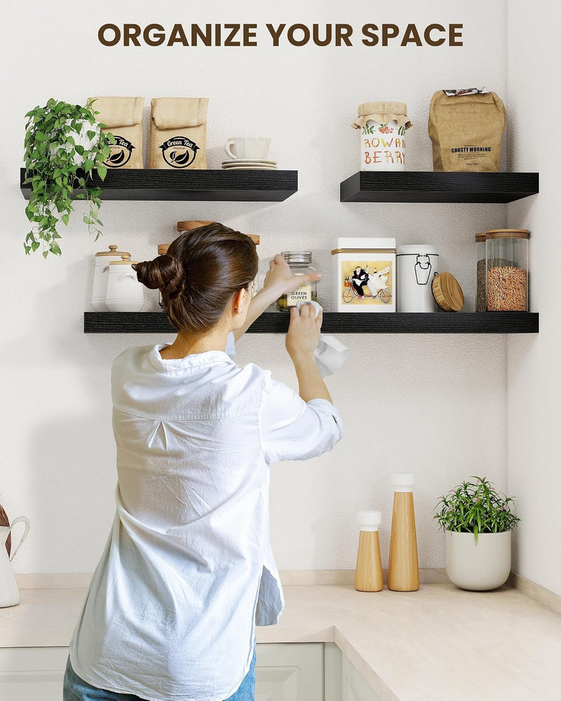 30" Floating Shelves for Wall Wooden with Invisible (Set of 2)