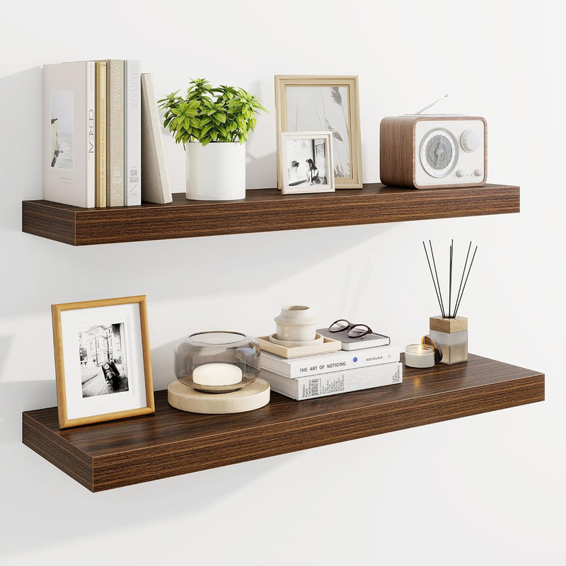30" Floating Shelves for Wall Wooden with Invisible (Set of 2)
