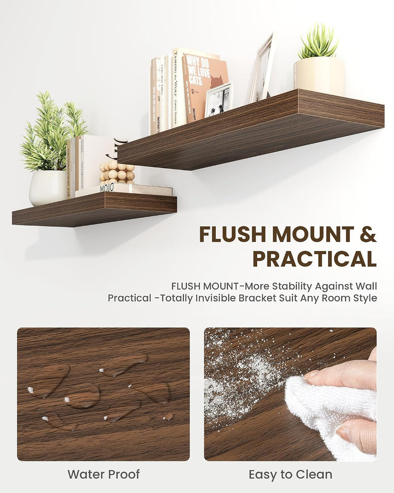 30" Floating Shelves for Wall Wooden with Invisible (Set of 2)