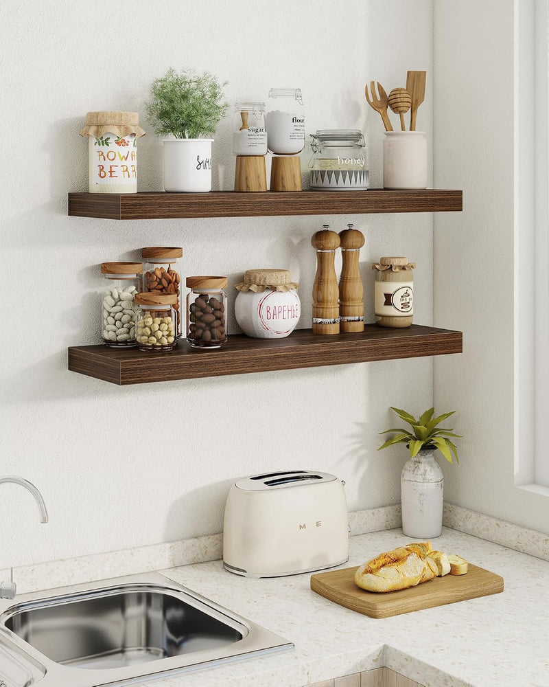 30" Floating Shelves for Wall Wooden with Invisible (Set of 2)