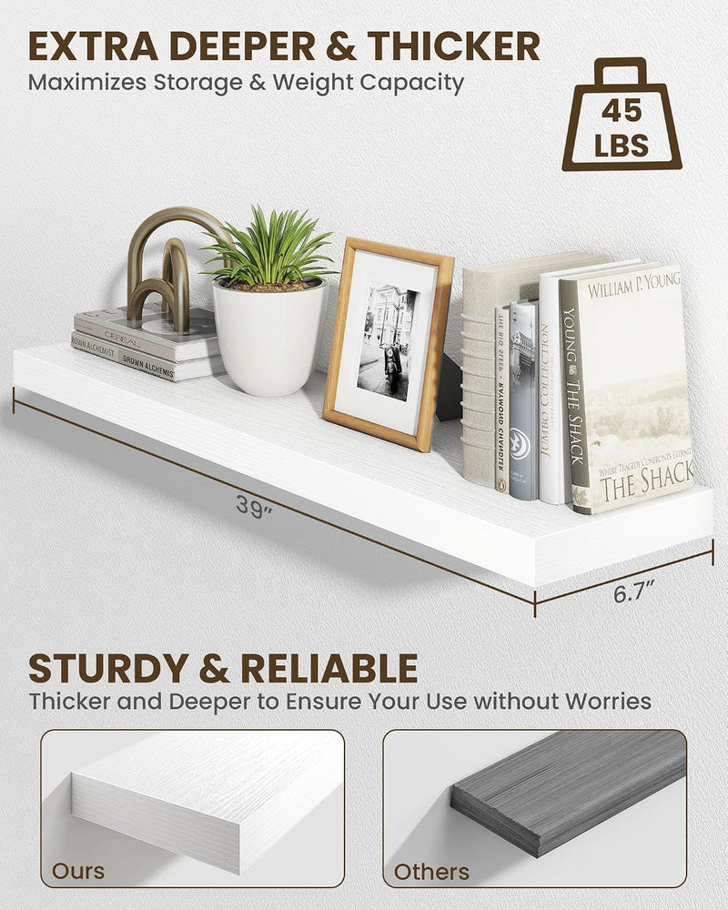 30" Floating Shelves for Wall Wooden with Invisible (Set of 2)
