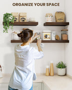 30" Floating Shelves for Wall Wooden with Invisible (Set of 2)