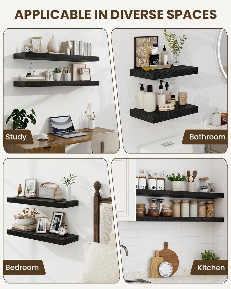 30" Floating Shelves for Wall Wooden with Invisible (Set of 2)