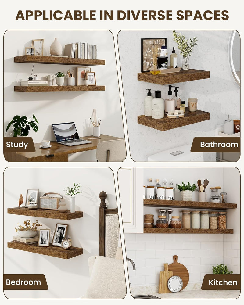 30" Floating Shelves for Wall Wooden with Invisible (Set of 2)