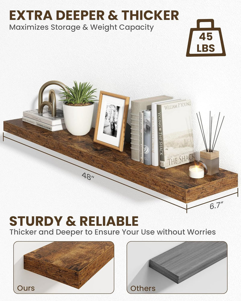 30" Floating Shelves for Wall Wooden with Invisible (Set of 2)