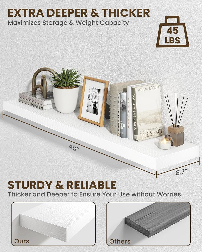 30" Floating Shelves for Wall Wooden with Invisible (Set of 2)
