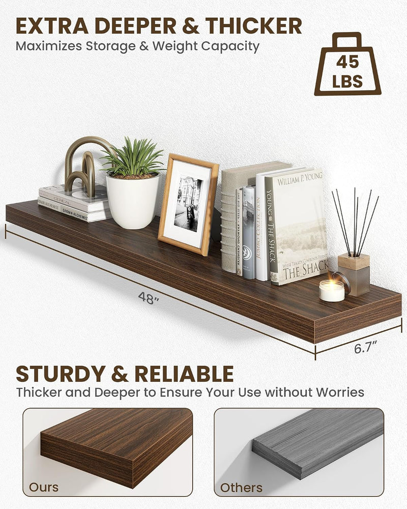 30" Floating Shelves for Wall Wooden with Invisible (Set of 2)