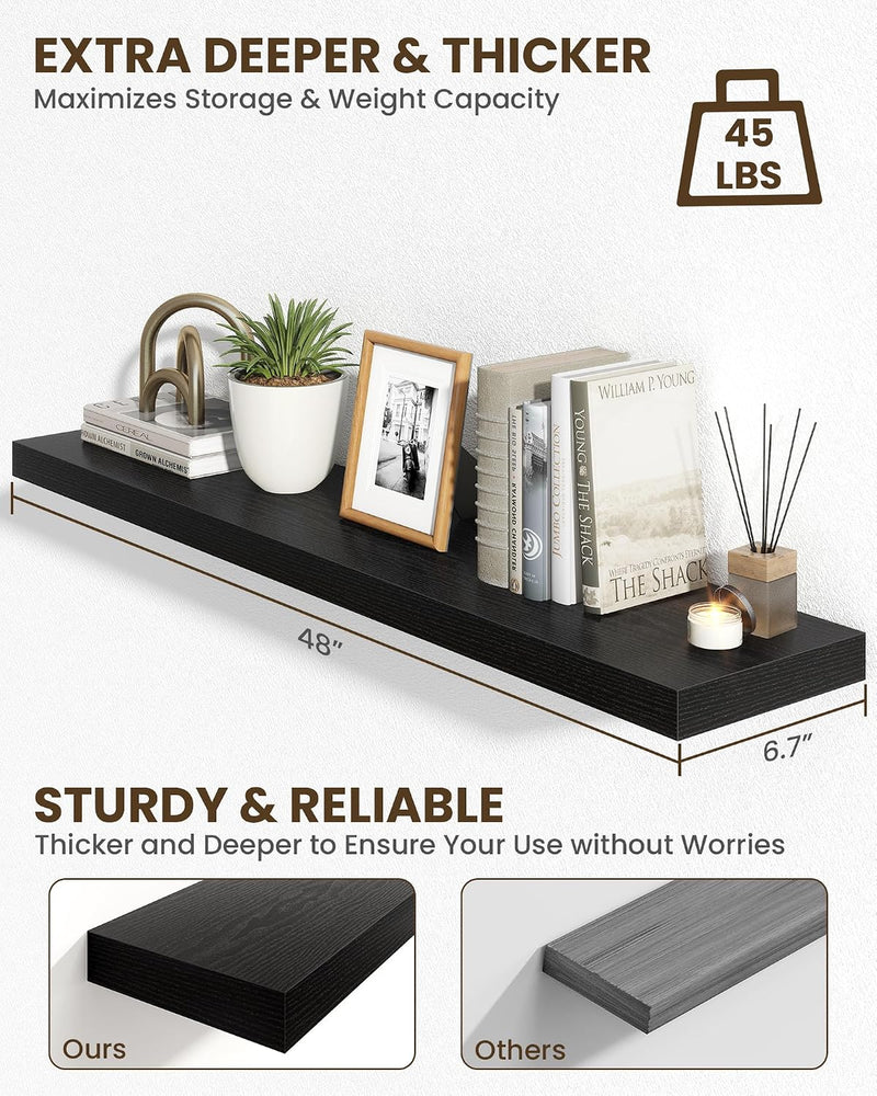 30" Floating Shelves for Wall Wooden with Invisible (Set of 2)