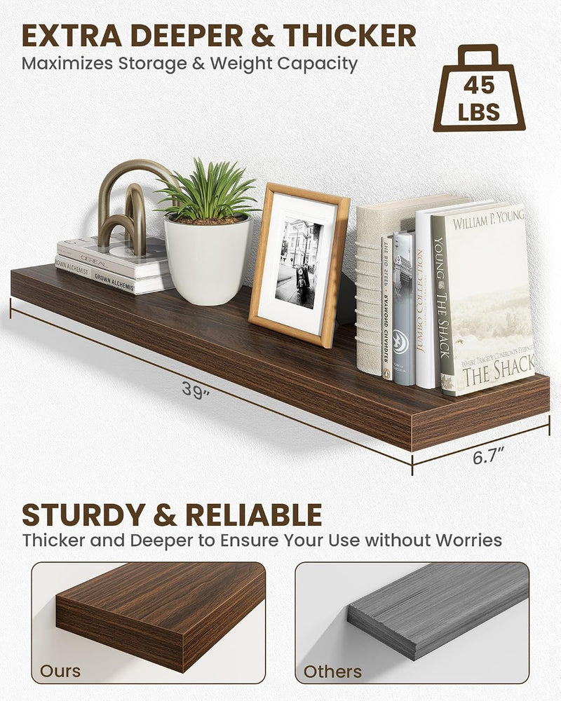 30" Floating Shelves for Wall Wooden with Invisible (Set of 2)