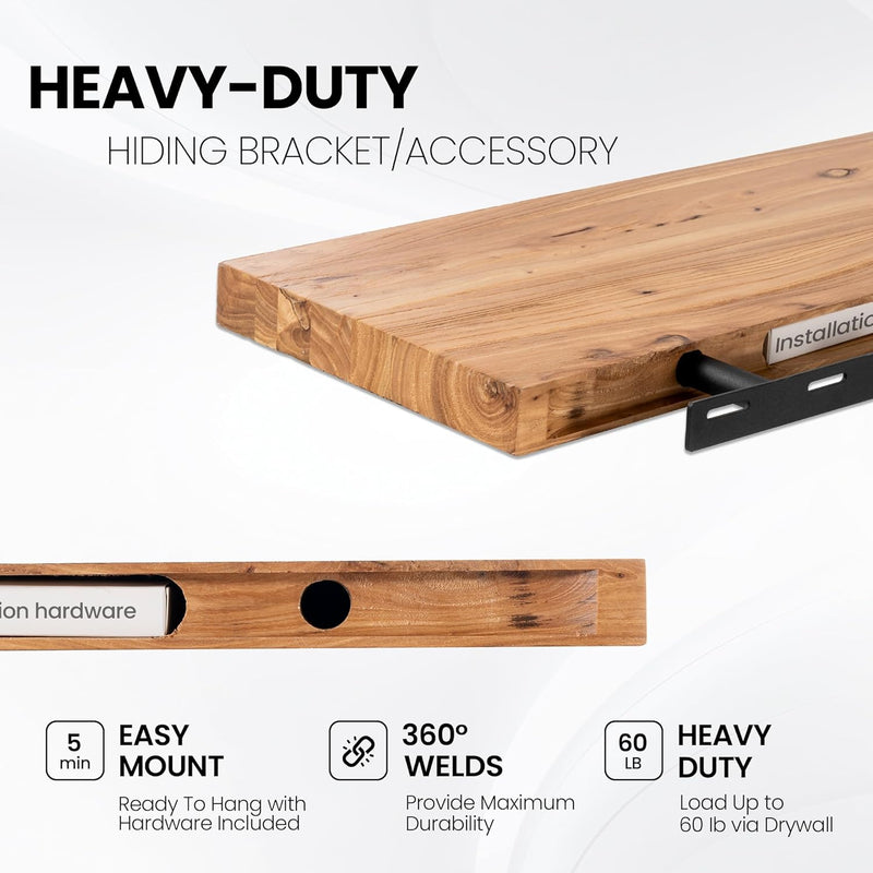 Floating Shelves for Wall Rustic Solid Live-Edge (Set of 2)
