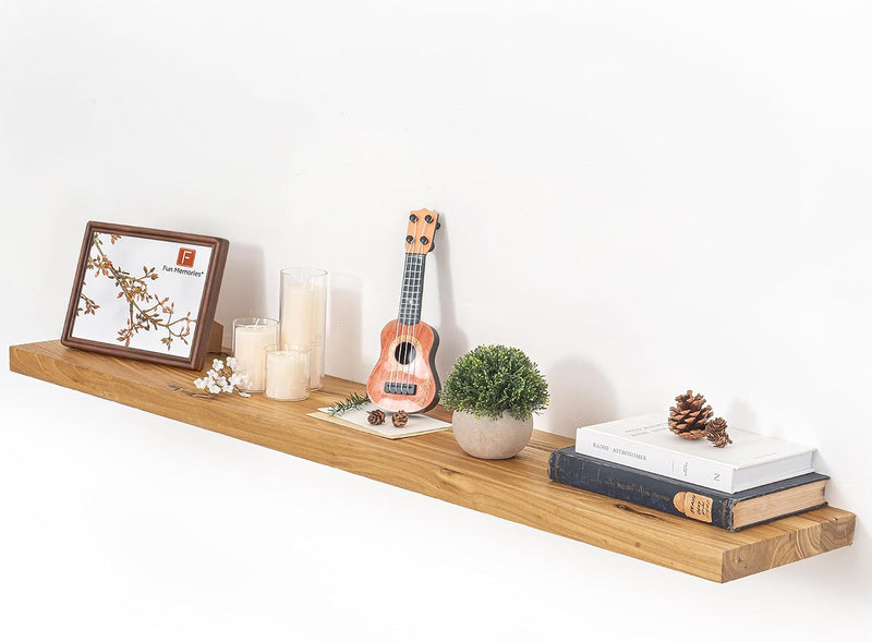 Floating Shelves for Wall Rustic Solid Live-Edge (Set of 2)