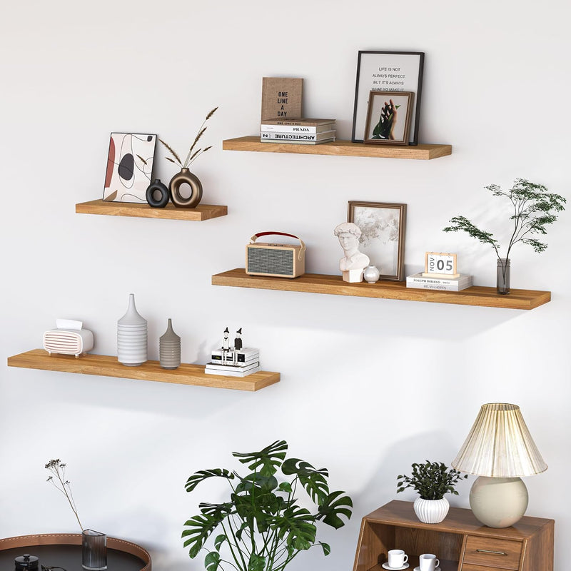 Floating Shelves for Wall Rustic Solid Live-Edge (Set of 2)