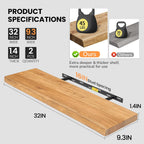 Floating Shelves for Wall Rustic Solid Live-Edge (Set of 2)