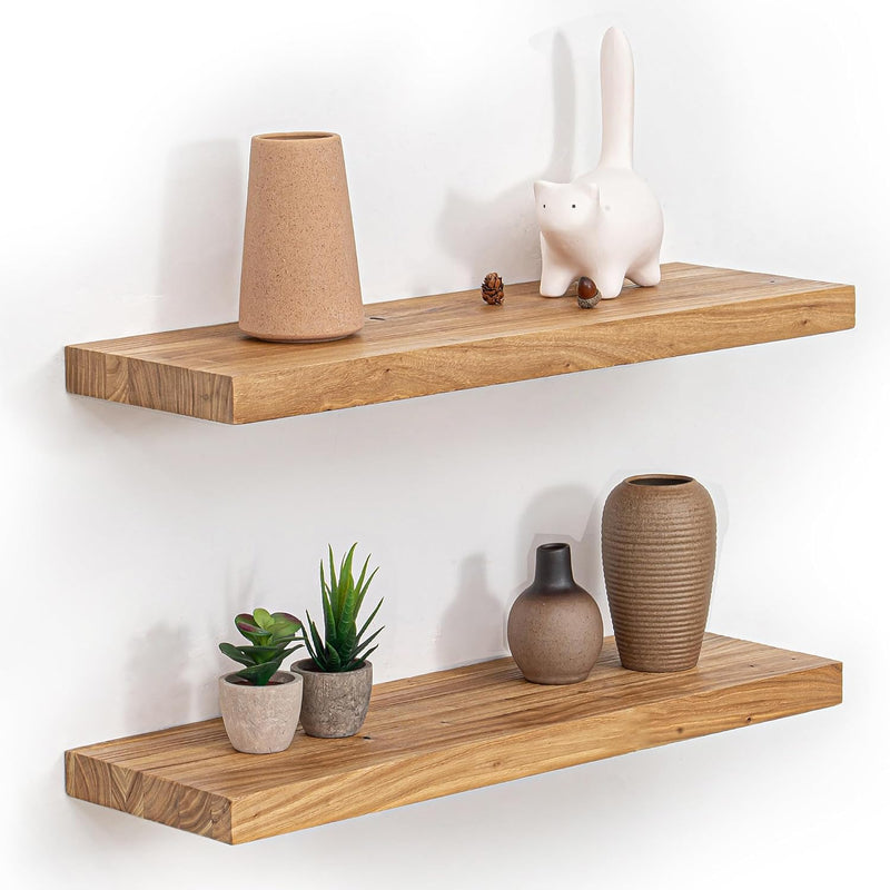 Floating Shelves for Wall Rustic Solid Live-Edge (Set of 2)