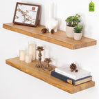 Floating Shelves for Wall Rustic Solid Live-Edge (Set of 2)