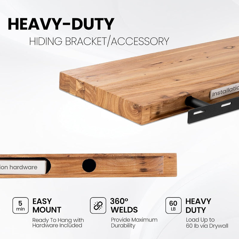 Floating Shelves for Wall Rustic Solid Live-Edge (Set of 2)