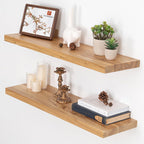 Floating Shelves for Wall Rustic Solid Live-Edge (Set of 2)