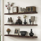 Floating Shelves for Wall Rustic Solid Live-Edge (Set of 2)