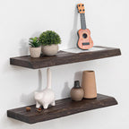 Floating Shelves for Wall Rustic Solid Live-Edge (Set of 2)