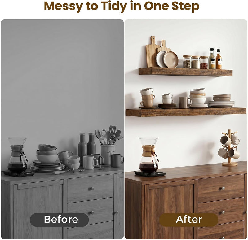 Floating Shelves Oak for Wall with Hidden