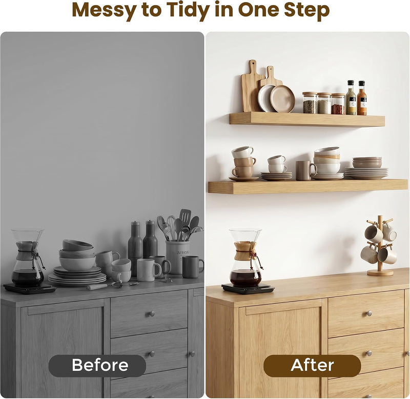 Floating Shelves Oak for Wall with Hidden