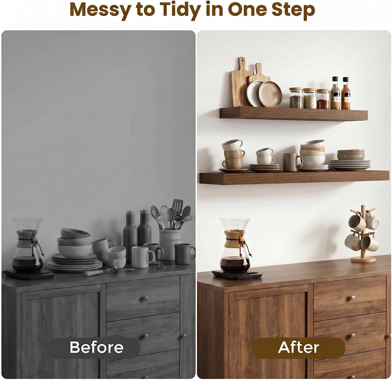 Floating Shelves Oak for Wall with Hidden