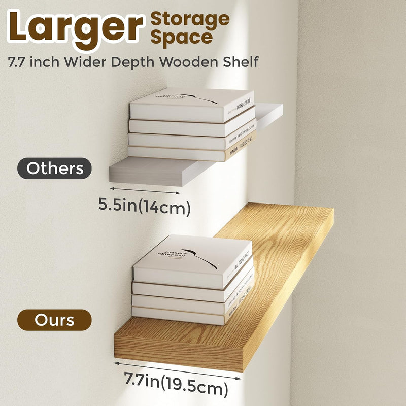 Floating Shelves Oak for Wall with Hidden