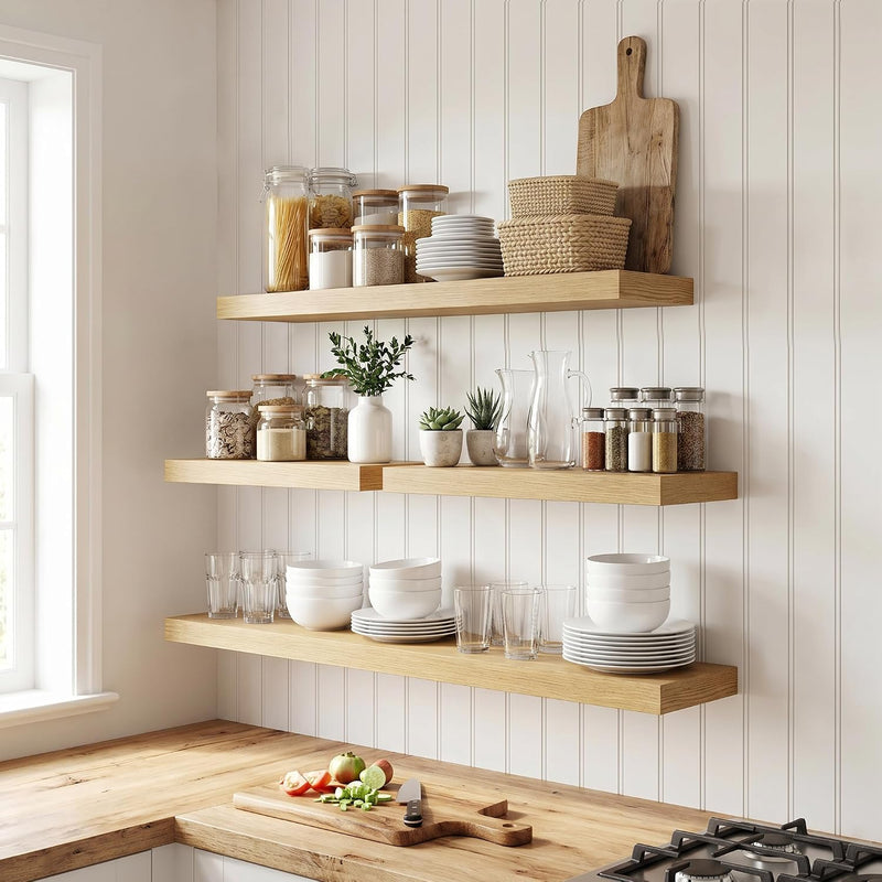 Floating Shelves Oak for Wall with Hidden