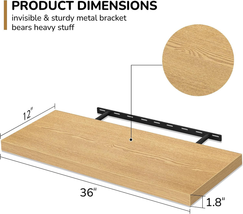 Floating Shelves Rustic Wooden Wall (2 Pack)