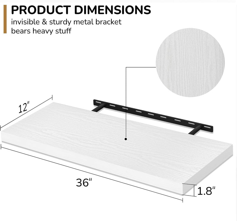 Floating Shelves Rustic Wooden Wall (2 Pack)
