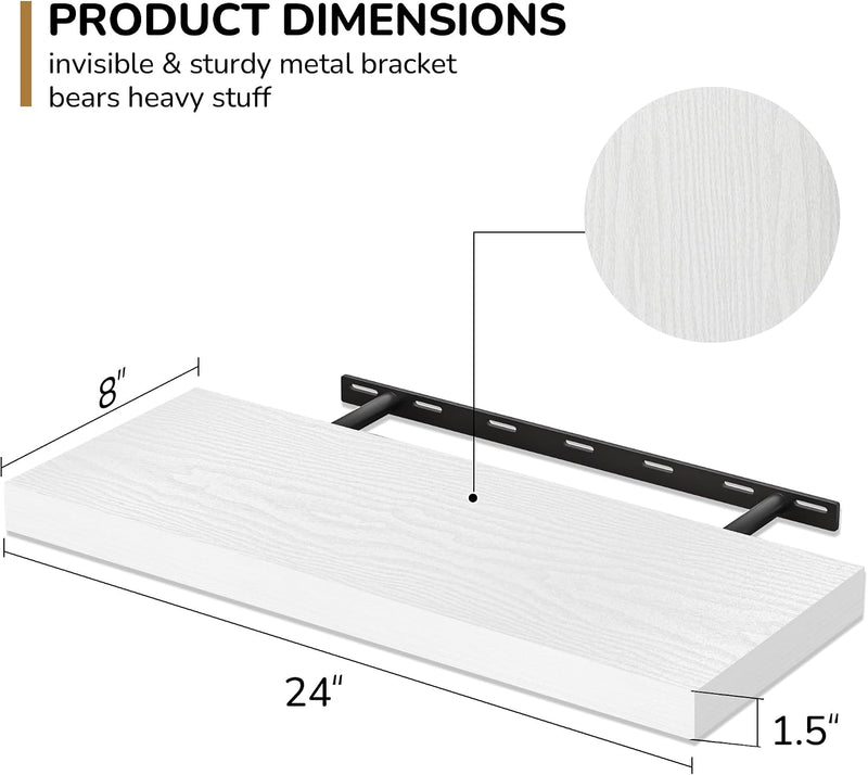 Floating Shelves Rustic Wooden Wall (2 Pack)