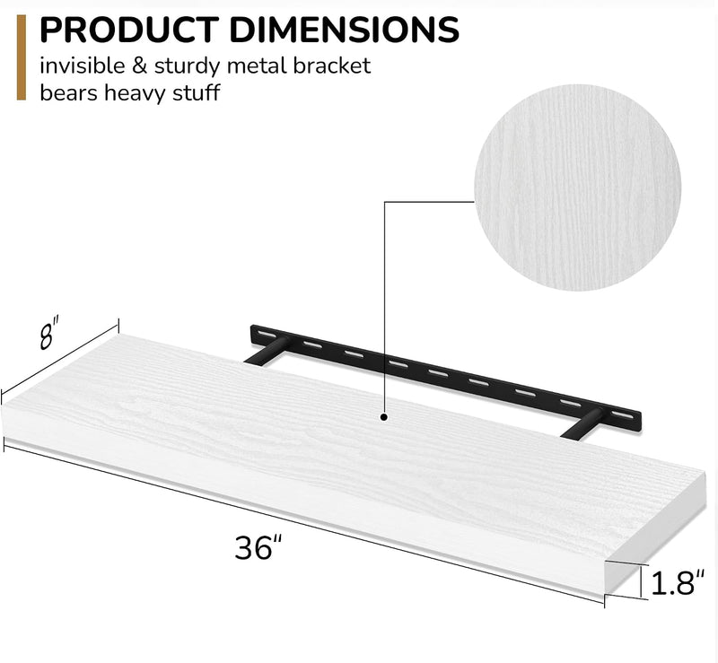 Floating Shelves Rustic Wooden Wall (2 Pack)