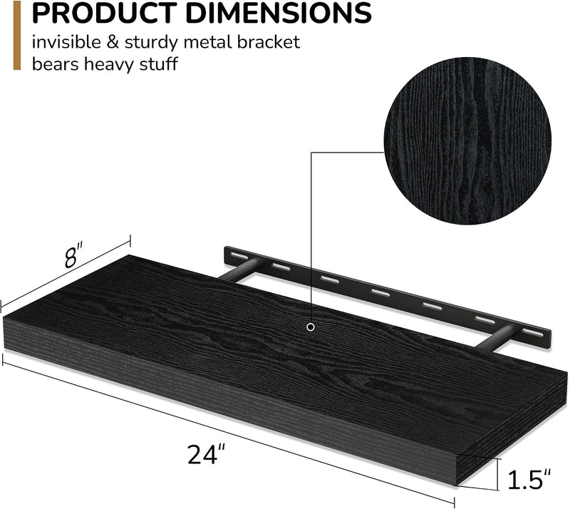 Floating Shelves Rustic Wooden Wall (2 Pack)