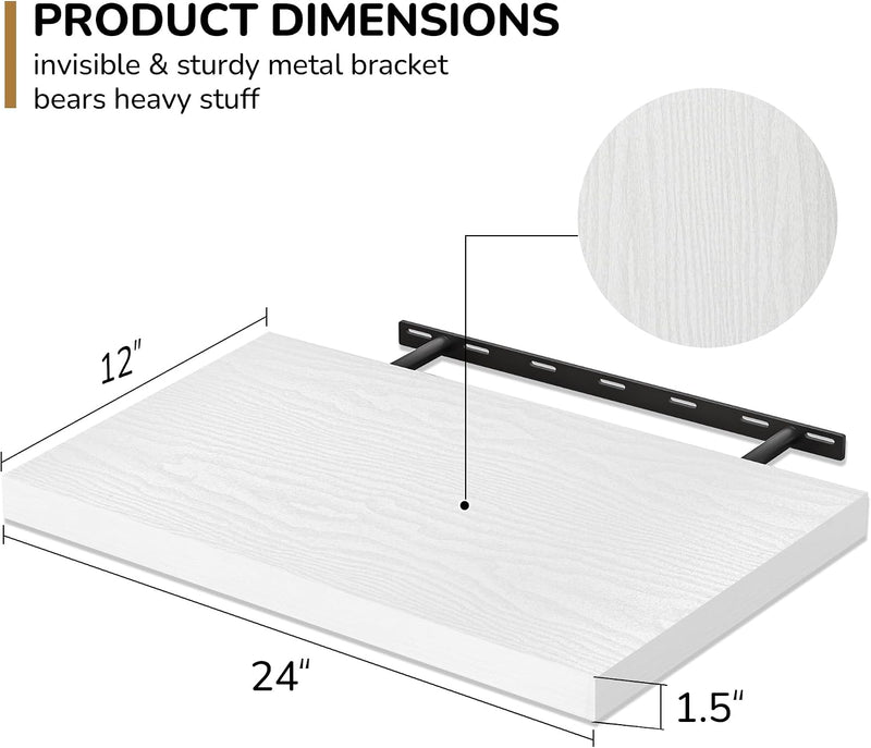 Floating Shelves Rustic Wooden Wall (2 Pack)