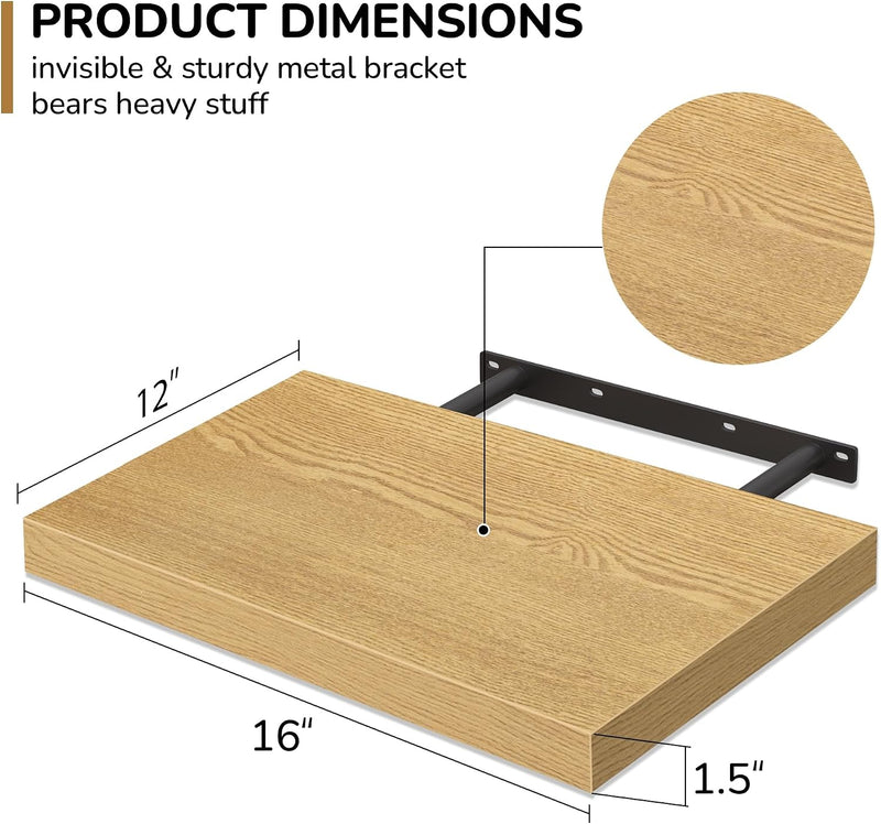 Floating Shelves Rustic Wooden Wall (2 Pack)