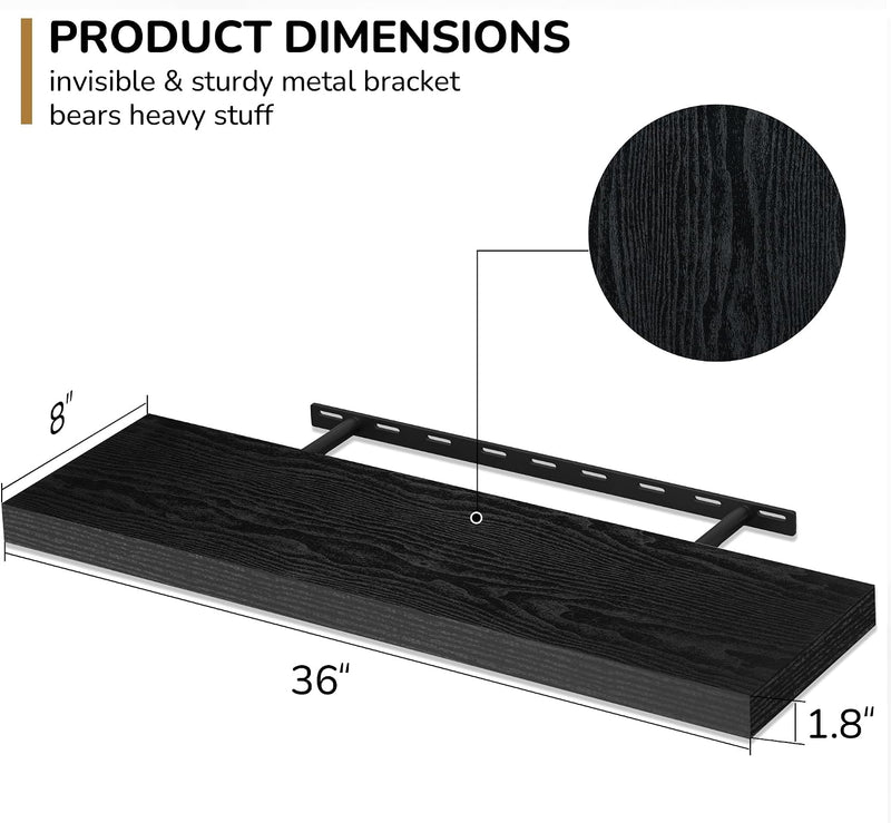 Floating Shelves Rustic Wooden Wall (2 Pack)