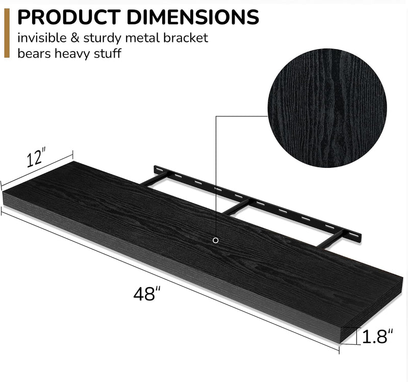 Floating Shelves Rustic Wooden Wall (2 Pack)